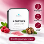 Iron Oral Strips 19mg with Folate 400mcg, Raspberry: Normal Energy Levels, Red Blood Cells, 19 mg Iron per Strip