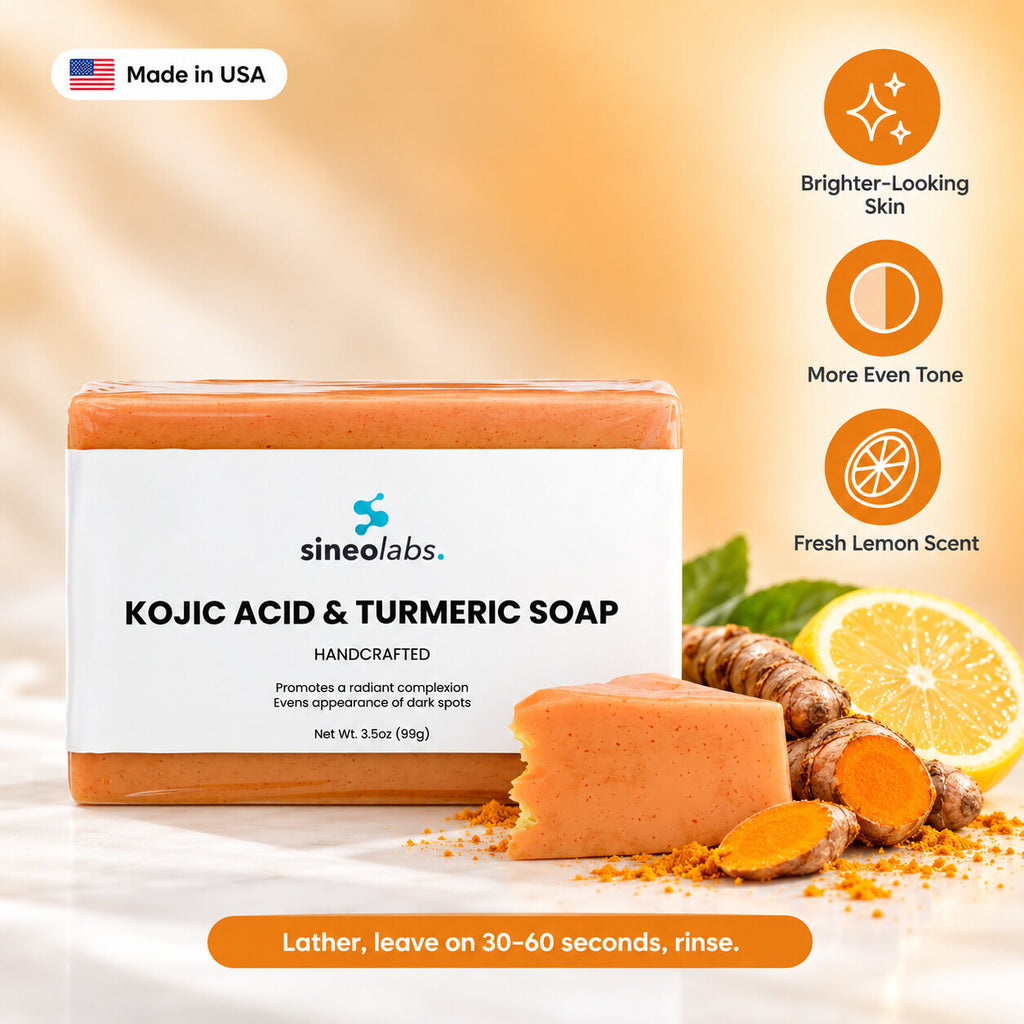 Kojic Acid & Turmeric Soap Bar with Shea Butter: Brighter-Looking Skin, More Even Tone, Fresh Lemon Scent