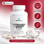 L-Citrulline & L-Arginine Stack Capsules: Healthy Circulation, Stamina, Caffeine-Free
