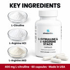 L-Citrulline & L-Arginine Stack Capsules: L-Citrulline, L-Arginine HCl, L-Arginine AKG