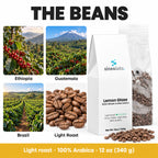 Lemon Glaze Light Roast Coffee, Whole Bean 12oz: Ethiopia, Guatemala, Brazil, Light Roast