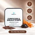 Cordyceps & Shilajit Oral Strips, Chocolate: Energy & Stamina, 50 mg Cordyceps, Melts on Your Tongue