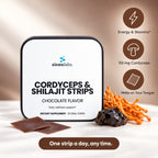 Cordyceps & Shilajit Oral Strips, Chocolate: Energy & Stamina, 50 mg Cordyceps, Melts on Your Tongue