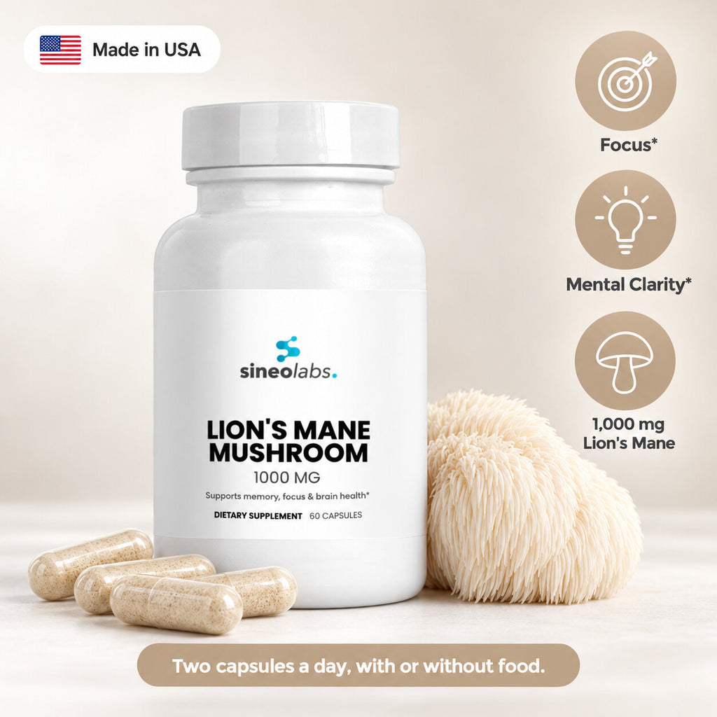 Organic Lion's Mane Mushroom Capsules 1,000mg: Focus, Mental Clarity, 1,000 mg Lion's Mane