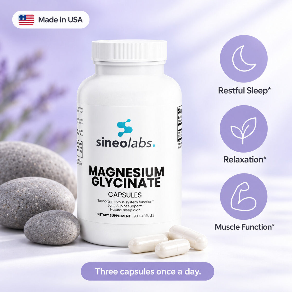 Magnesium Glycinate: Restful Sleep, Relaxation, Muscle Function