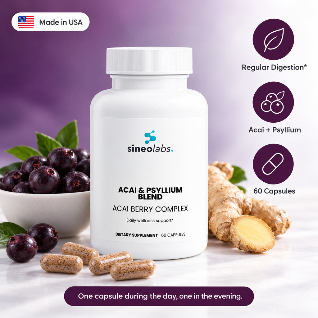 Acai & Psyllium Blend Capsules: Regular Digestion, Acai + Psyllium, 60 Capsules