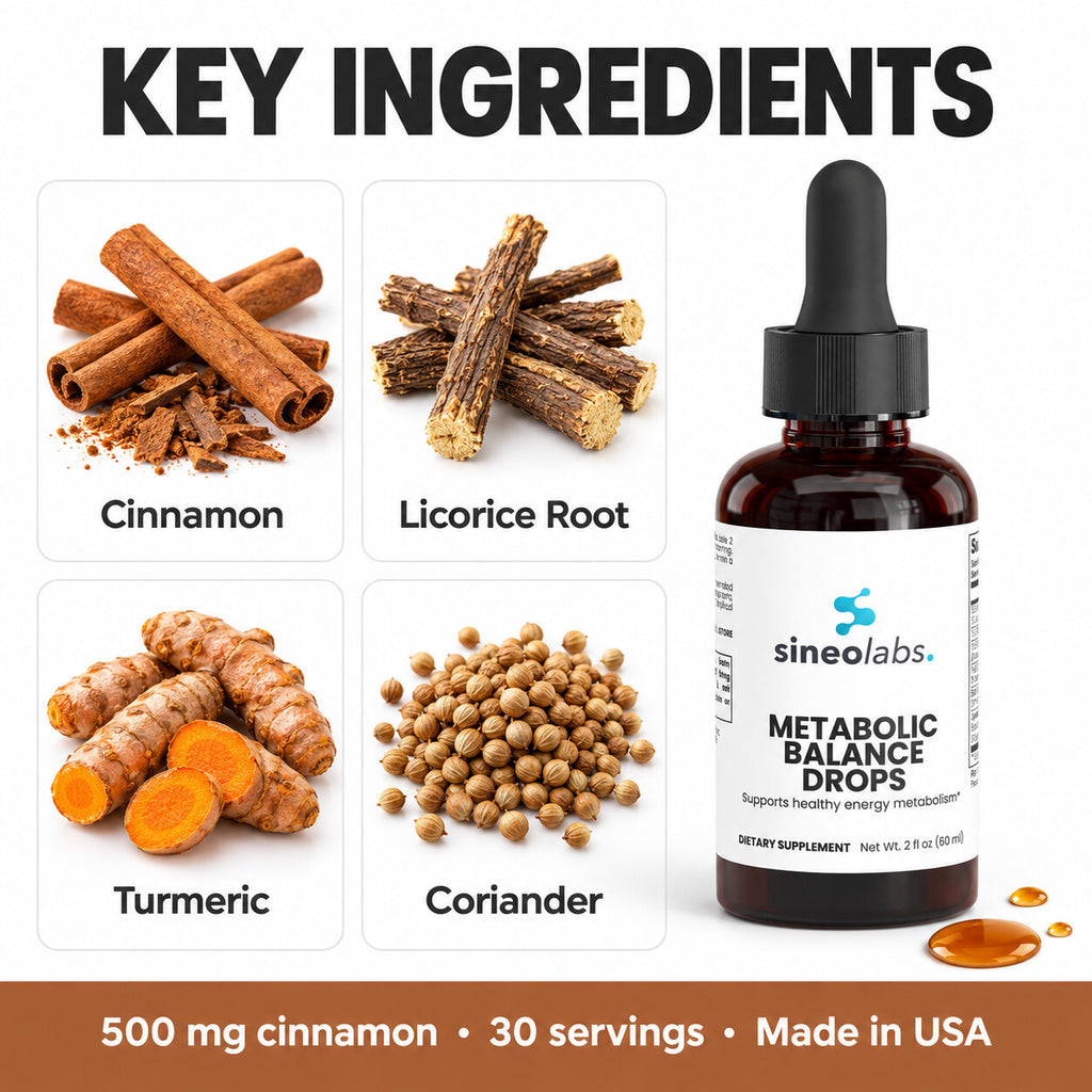 Metabolic Balance Drops with Cinnamon & Turmeric: Cinnamon, Licorice Root, Turmeric, Coriander