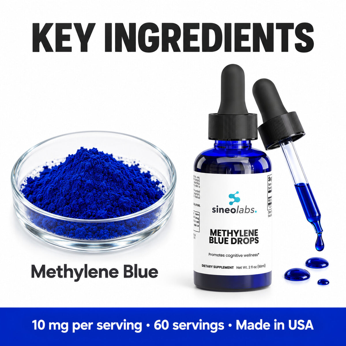 Methylene Blue Drops 10mg, 2 fl oz: Methylene Blue