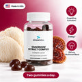 Mushroom Extract Complex Gummies, Raspberry: Cognitive Function, Energy, 250 mg Mushroom Blend