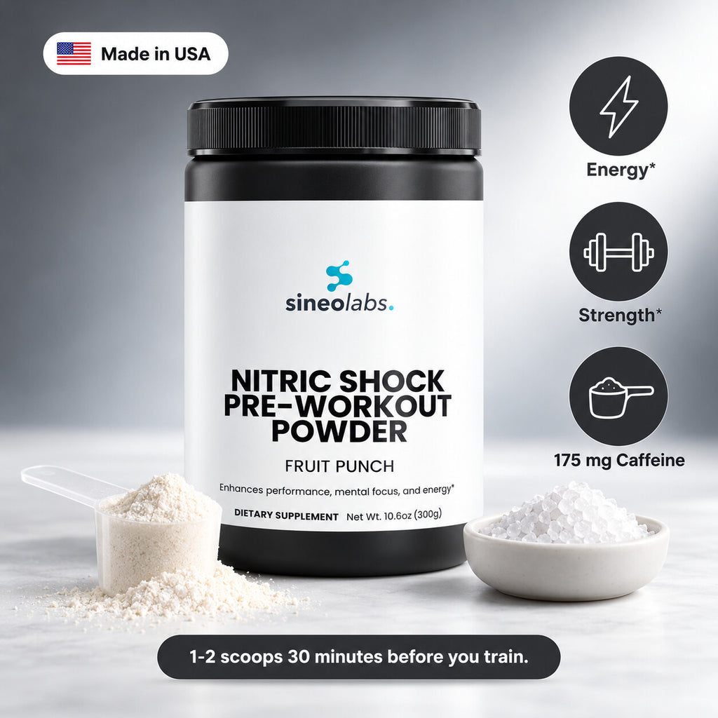 Nitric Shock Pre-Workout, 175mg Caffeine, Fruit Punch: Energy, Strength, 175 mg Caffeine