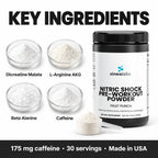Nitric Shock Pre-Workout, 175mg Caffeine, Fruit Punch: Dicreatine Malate, L-Arginine AKG, Beta Alanine, Caffeine