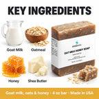 Oat Milk Honey Soap Bar with Goat Milk & Oatmeal: Goat Milk, Oatmeal, Honey, Shea Butter
