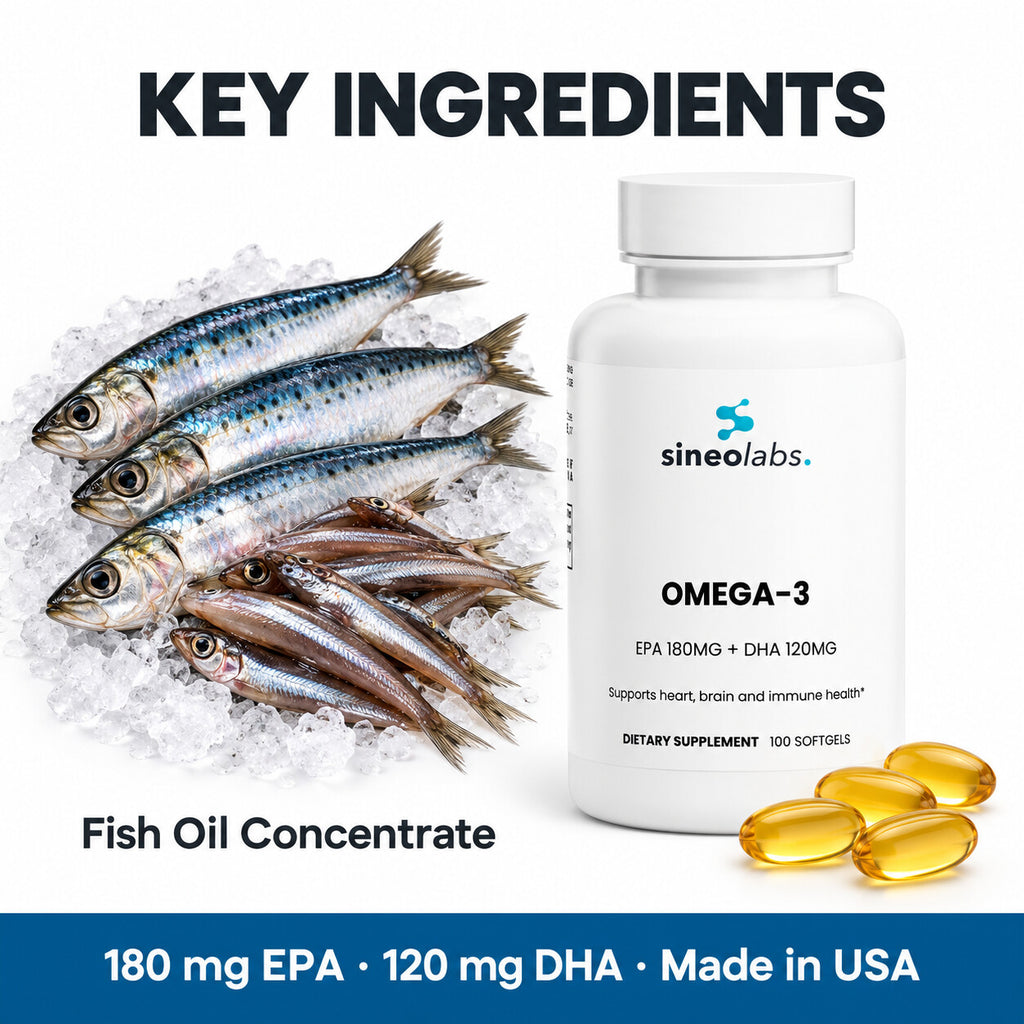 Omega-3 Fish Oil Softgels, EPA 180mg + DHA 120mg: Fish Oil Concentrate