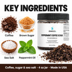Peppermint Coffee Body Scrub with Sea Salt: Coffee, Brown Sugar, Sea Salt, Peppermint Oil