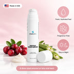 Peptide Moisturizer with Cranberry Extract: Fresh, Hydrated Feel, Fragrance-Free, Day or Night