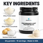 Performance Whey Protein, 22g Protein, Vanilla: Whey Protein Isolate, Whey Protein Concentrate, Resistant Potato Starch