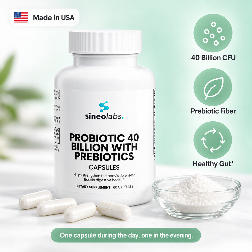 Probiotic 40 Billion CFU Capsules with Prebiotics: 40 Billion CFU, Prebiotic Fiber, Healthy Gut