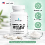 Probiotic 40 Billion CFU Capsules with Prebiotics: 40 Billion CFU, Prebiotic Fiber, Healthy Gut