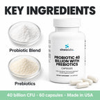 Probiotic 40 Billion CFU Capsules with Prebiotics: Probiotic Blend, Prebiotics