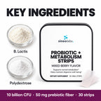 Probiotic + Metabolism Strips, 10 Billion CFU: B. Lactis, Polydextrose