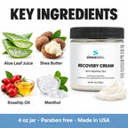 Recovery Cream with Aloe, Shea & Menthol: Aloe Leaf Juice, Shea Butter, Rosehip Oil, Menthol