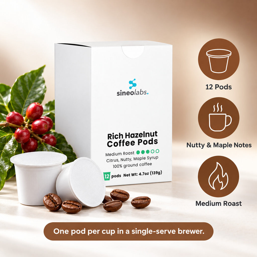 Rich Hazelnut Medium Roast Single-Serve Coffee Pods: 12 Pods, Nutty & Maple Notes, Medium Roast