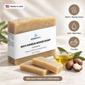 Rich Sandalwood Soap Bar with Shea Butter: Warm, Woody Scent, Soft, Clean Skin, 4 oz Bar