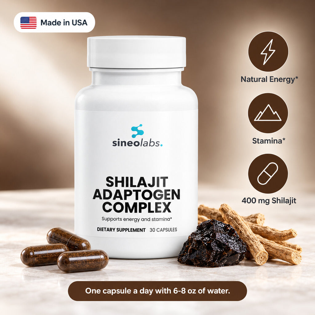 Shilajit Adaptogen Complex 400mg with Ashwagandha: Natural Energy, Stamina, 400 mg Shilajit