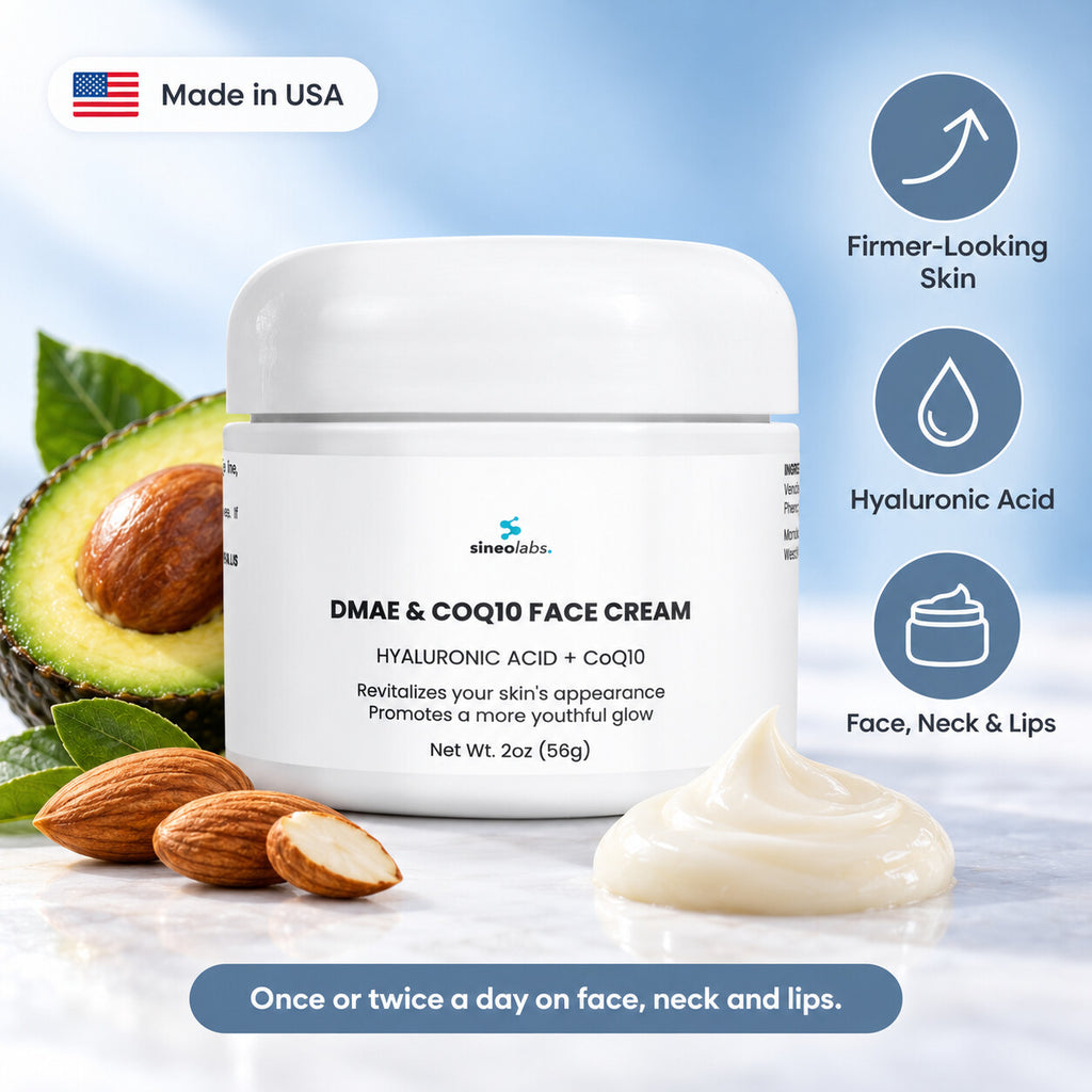 DMAE & CoQ10 Face Cream with Hyaluronic Acid: Firmer-Looking Skin, Hyaluronic Acid, Face, Neck & Lips