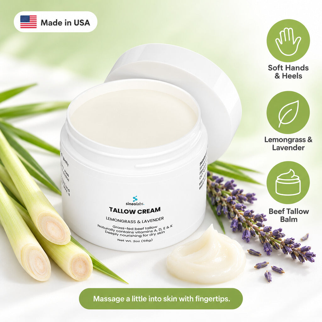 Tallow Cream Lemongrass & Lavender, 2oz: Soft Hands & Heels, Lemongrass & Lavender, Beef Tallow Balm