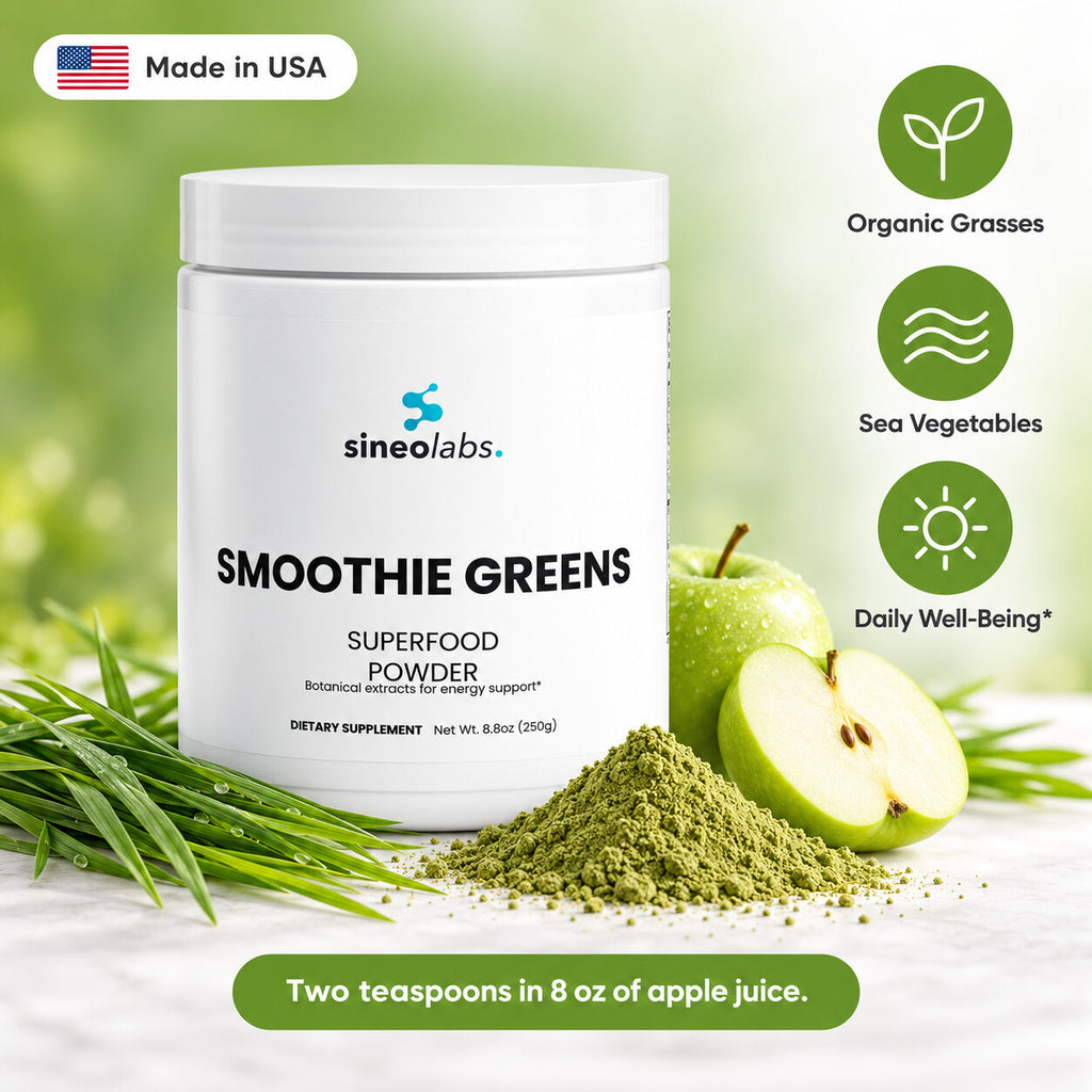 Smoothie Greens Powder with Spirulina & Chlorella: Organic Grasses, Sea Vegetables, Daily Well-Being