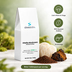 Vitality Mushroom Medium Roast Coffee, Ground 12oz: Lion’s Mane & Chaga, 90% Roasted Arabica, 34 Servings