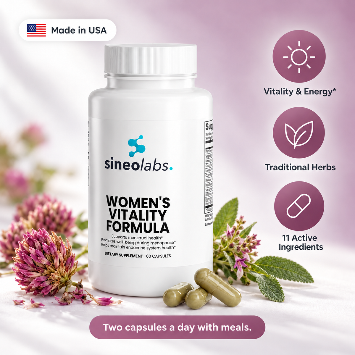 Women's Vitality Formula: Vitality & Energy, Traditional Herbs, 11 Active Ingredients